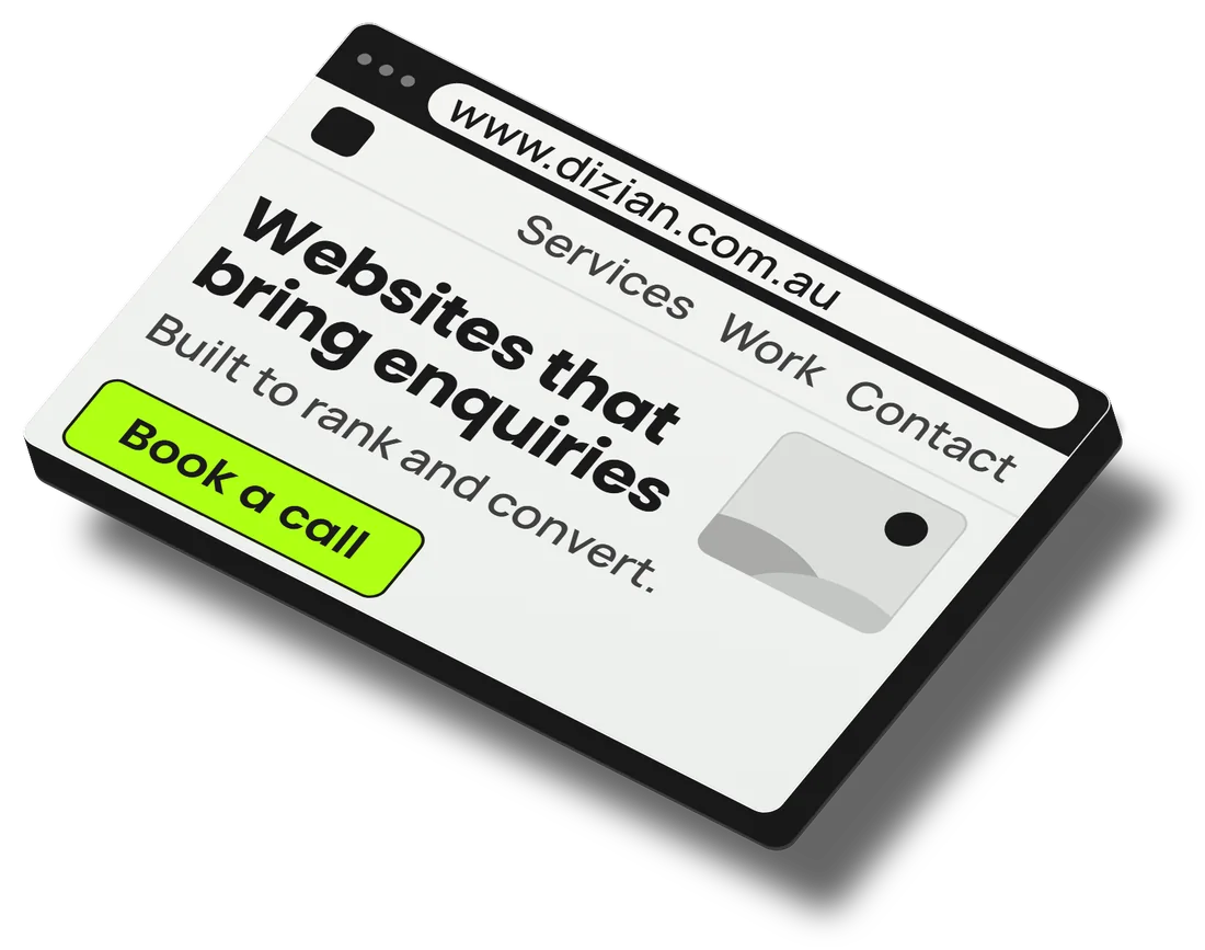 A business website homepage in a browser window