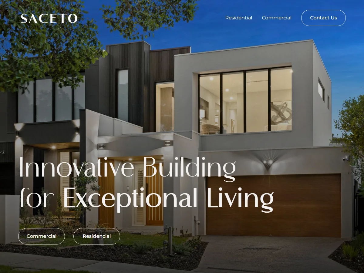 Screenshot of the Saceto website homepage